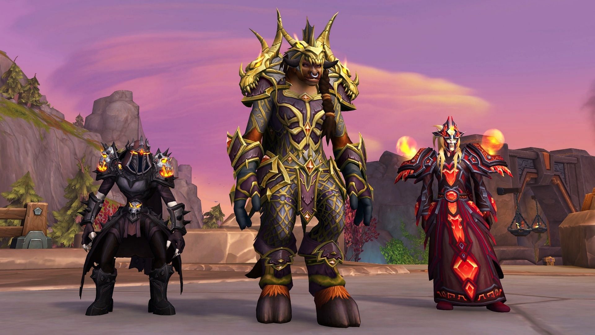 From left to right: Tier 2 recolors for Death Knight, Hunter, and Mage (Image via Blizzard Entertainment)